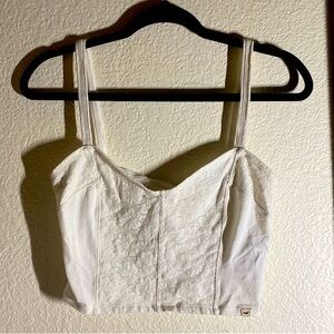 Hollister Top White Ivory with Lace Detail